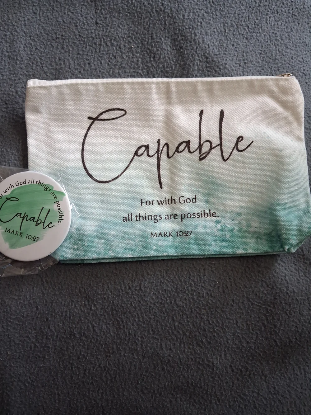 Capable Inspirational Canvas Pouch - Green